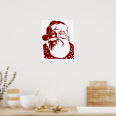 Santa Pop art Merry Kerstred Poster (Keuken)