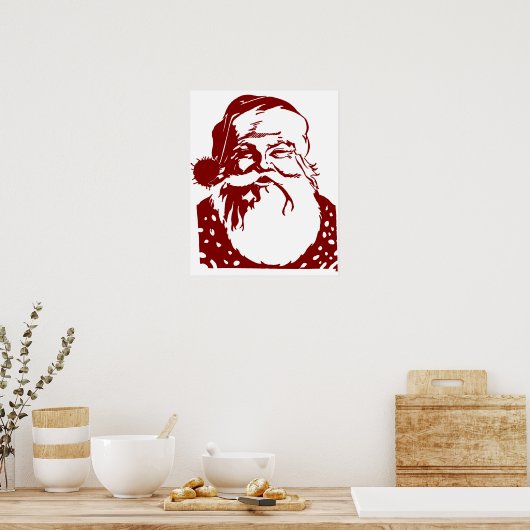 Santa Pop art Merry Kerstred Poster (Keuken)