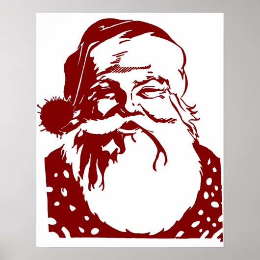 Santa Pop art Merry Kerstred Poster (Voorkant)