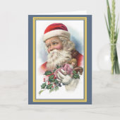 Santa Portret met speelgoed en Holly Kaart (Voorkant)