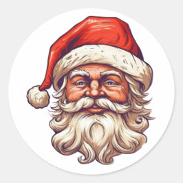 Santa portrettekening. ronde sticker