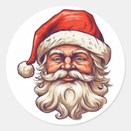 Santa portrettekening. ronde sticker