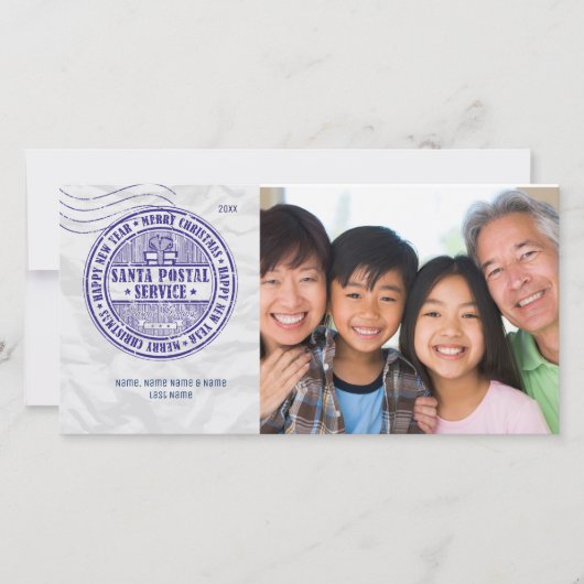 Santa Postal Cancelation Stamp Photo Card Feestdagenkaart (Voorkant)
