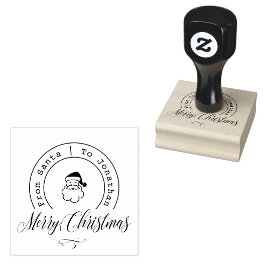 Santa Postmark Aangepaste naam Script Rubber Stamp Rubberstempel (Gestempeld)