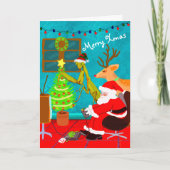 Santa Praying Mantis Personalized Weird Kerstmis Kaart (Voorkant)