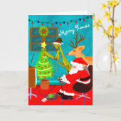 Santa Praying Mantis Personalized Weird Kerstmis Kaart (Gele Bloem)