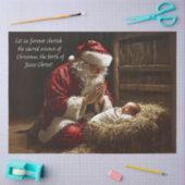 Santa Praying Thankful for Birth of Jesus Christ  Tissuepapier (Craft)