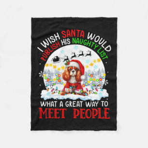 Santa Publish Naughty List Cavalier King Charles S Fleece Deken