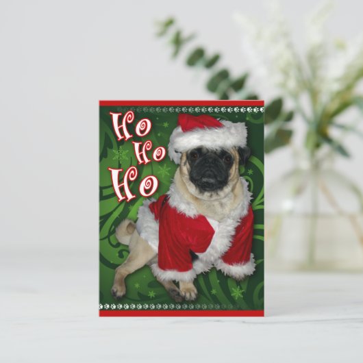 Santa Pug-Briefkaart Feestdagenkaart (Staand voorkant)