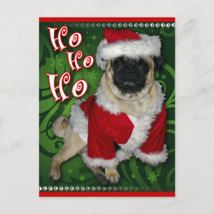 Santa Pug-Briefkaart Feestdagenkaart