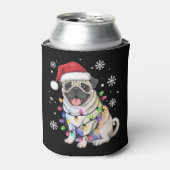 Santa Pug Christmas Lights Xmas Hondenliefhebber Blikjeskoeler (Blikje Voorkant)