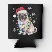 Santa Pug Christmas Lights Xmas Hondenliefhebber Blikjeskoeler (Voorkant)