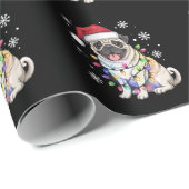 Santa Pug Christmas Lights Xmas Hondenliefhebber Cadeaupapier (Rol Hoek)