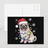 Santa Pug Christmas Lights Xmas Hondenliefhebber Feestdagenkaart (Voorkant / Achterkant)