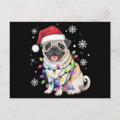 Santa Pug Christmas Lights Xmas Hondenliefhebber Feestdagenkaart (Voorkant)