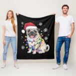 Santa Pug Christmas Lights Xmas Hondenliefhebber Fleece Deken<br><div class="desc">Santa Pug Christmas Lights Xmas Hondenliefhebber</div>
