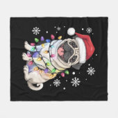 Santa Pug Christmas Lights Xmas Hondenliefhebber Fleece Deken (Voorkant (Horizontaal))