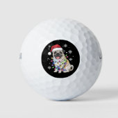 Santa Pug Christmas Lights Xmas Hondenliefhebber Golfballen (Voorkant)
