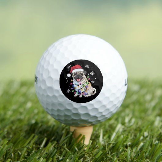 Santa Pug Christmas Lights Xmas Hondenliefhebber Golfballen (Insitu Shirt)