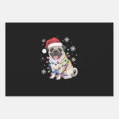 Santa Pug Christmas Lights Xmas Hondenliefhebber Inpakpapier Vel (Voorkant)
