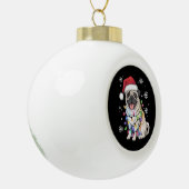 Santa Pug Christmas Lights Xmas Hondenliefhebber Keramische Bal Ornament (Links)