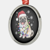Santa Pug Christmas Lights Xmas Hondenliefhebber Metalen Ornament (Links)
