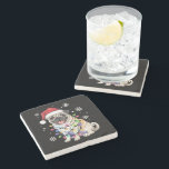 Santa Pug Christmas Lights Xmas Hondenliefhebber Stenen Onderzetter<br><div class="desc">Santa Pug Christmas Lights Xmas Hondenliefhebber</div>