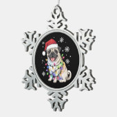 Santa Pug Christmas Lights Xmas Hondenliefhebber Tin Sneeuwvlok Ornament (Rechts)