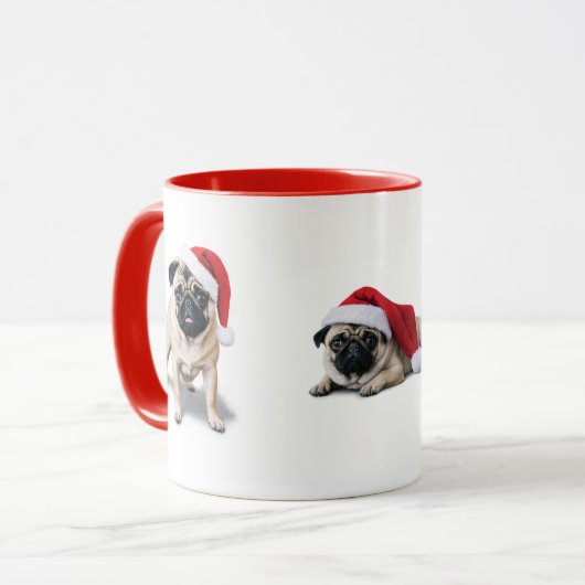 Santa Pug Christmas Mok (Voorkant links)