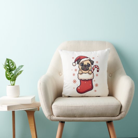 Santa Pug Delight Kussen (Stoel)
