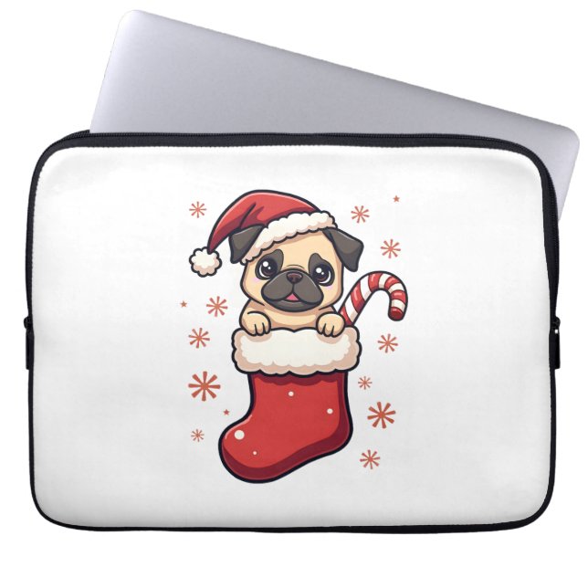 Santa Pug Delight Laptop Sleeve (Voorkant)