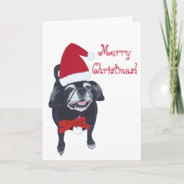 Santa Pug Dog Schilderen Vrolijke Kerstmis Kaarten