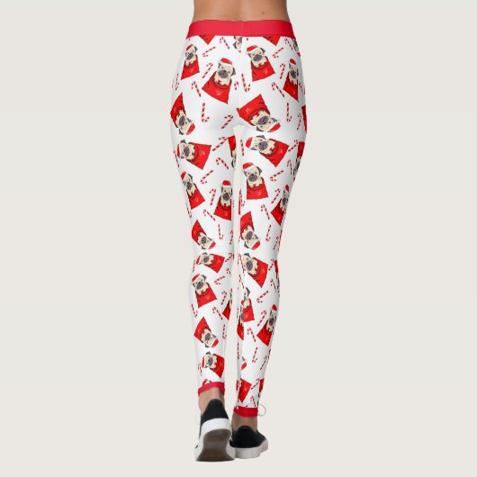 Santa Pug- en Candy Canes Holiday-Leggings Leggings (Achterkant)