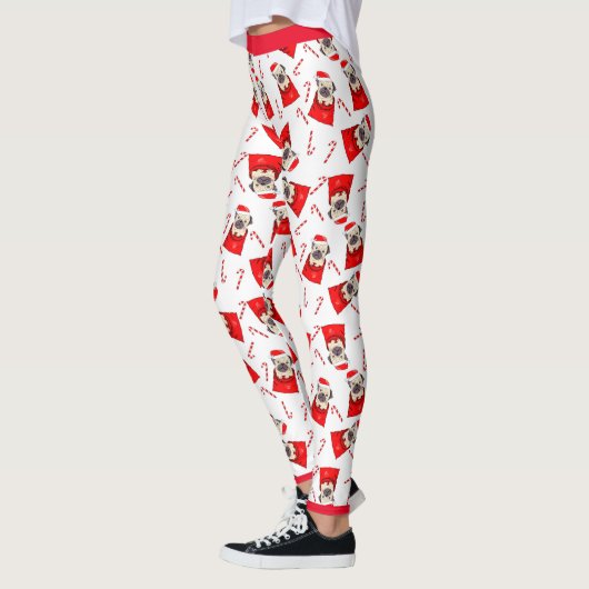 Santa Pug- en Candy Canes Holiday-Leggings Leggings (Links)