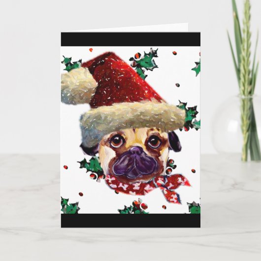 Santa Pug Feestdagen Kaart (Voorkant)