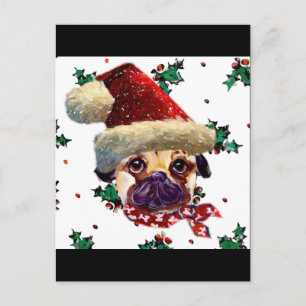 Santa Pug Feestdagenkaart