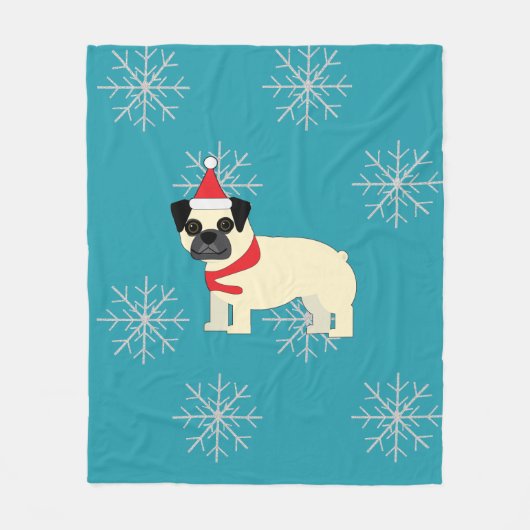 Santa Pug Fleece Deken (Voorkant)