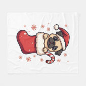 Santa Pug Genot Fleece Deken (Voorkant (Horizontaal))