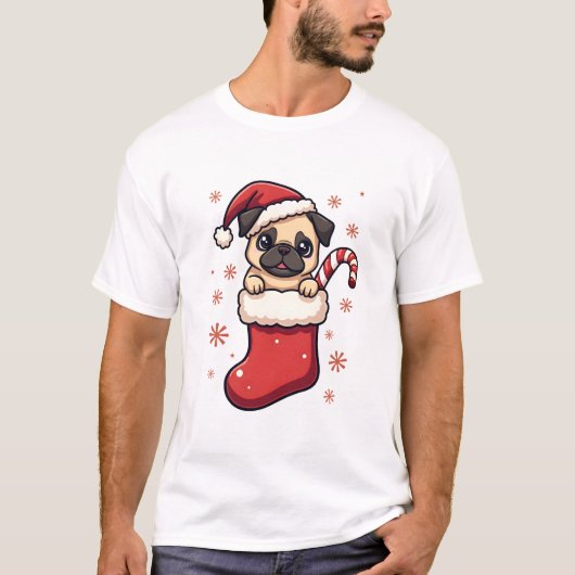 Santa Pug Genot T-shirt (Voorkant)