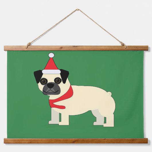 Santa Pug Hangend Wandkleed (Voorkant)