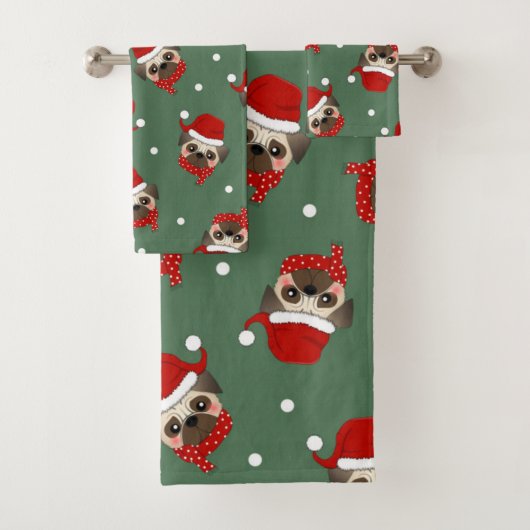 Santa Pug Kerstpatroon Bad Handdoek (Insitu)