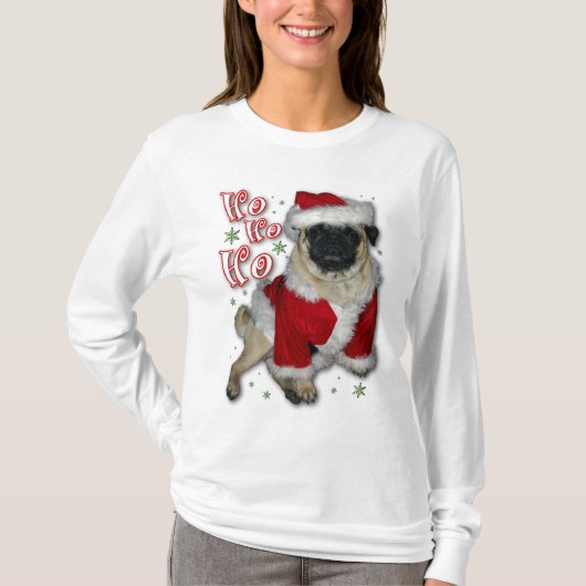 Santa Pug Light T-Shirt (Voorkant)