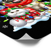 Santa Pug Met Elf Cat Kerstverlichting Eigenaar Ki Poster (Hoek)