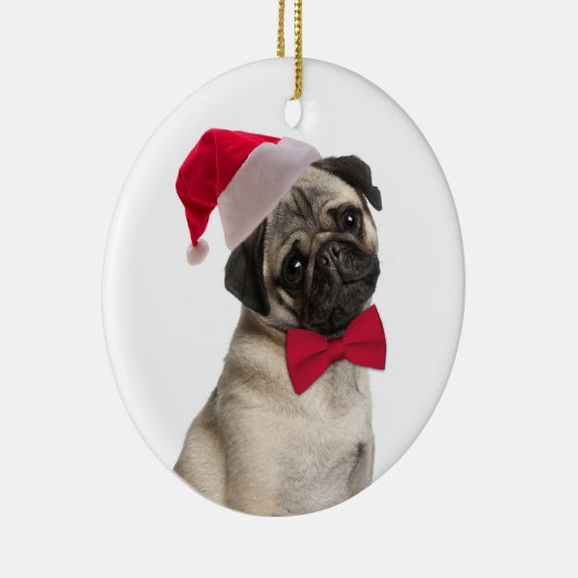 Santa Pug-Ornament Keramisch Ornament (Rechts)