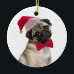 Santa Pug-Ornament Keramisch Ornament<br><div class="desc">Deze schattige kerstversiering voor de kerstman is een groot geschenk voor elke Pug minnaar.</div>
