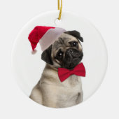 Santa Pug-Ornament Keramisch Ornament (Voorkant)
