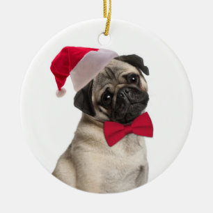 Santa Pug-Ornament Keramisch Ornament