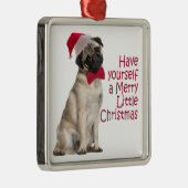 Santa Pug-Ornament Metalen Ornament (Rechts)