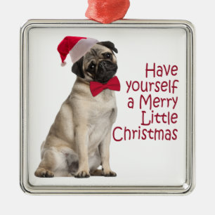 Santa Pug-Ornament Metalen Ornament