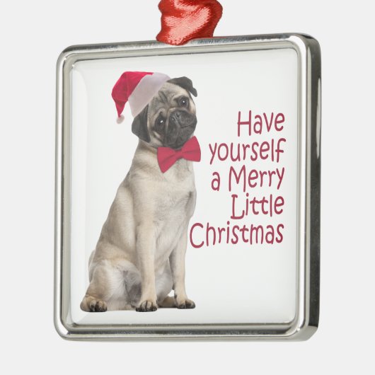 Santa Pug-Ornament Metalen Ornament (Links)